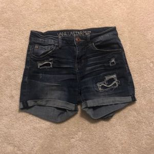 dark wash jean shorts